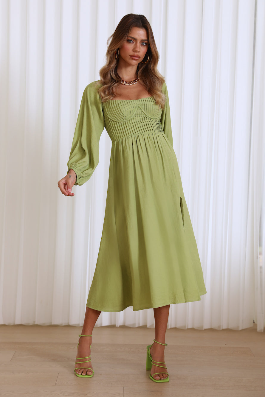 Gal Is Fun Midi Dress Green