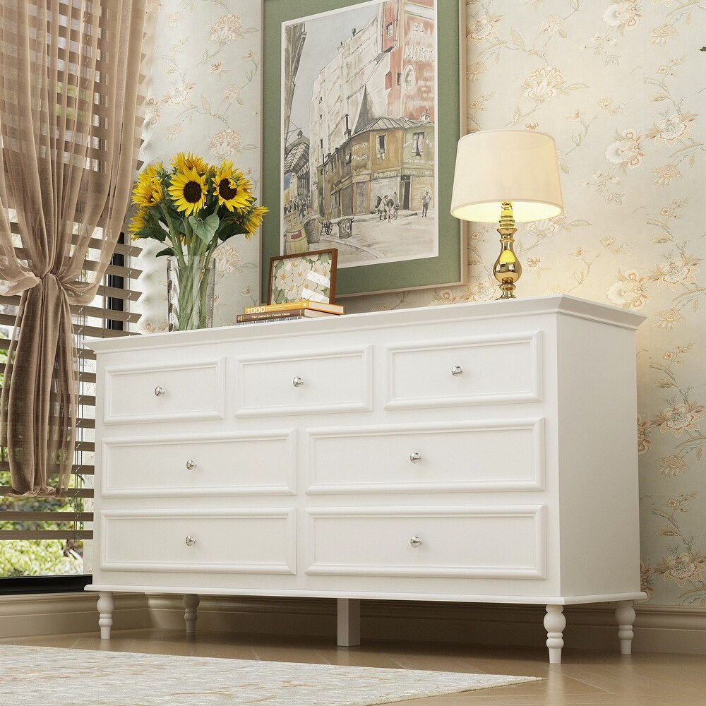 7 Drawer Double Dresser Chest Dresser Sideboard Lacquer For Bedroom