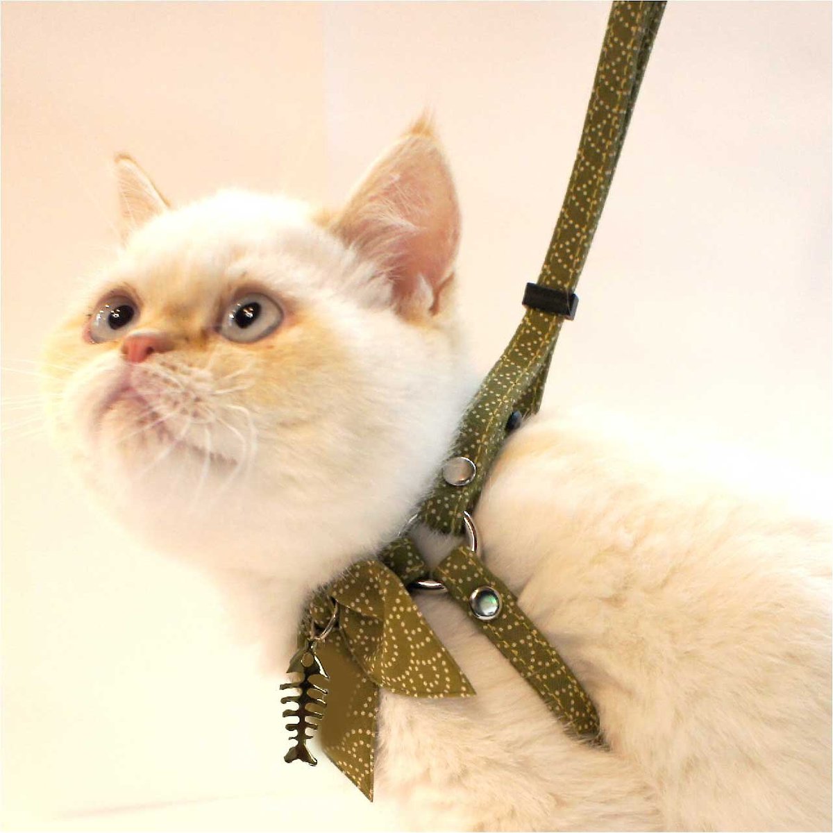 Necoichi ZEN Fish Charm Cotton Cat Harness and Leash