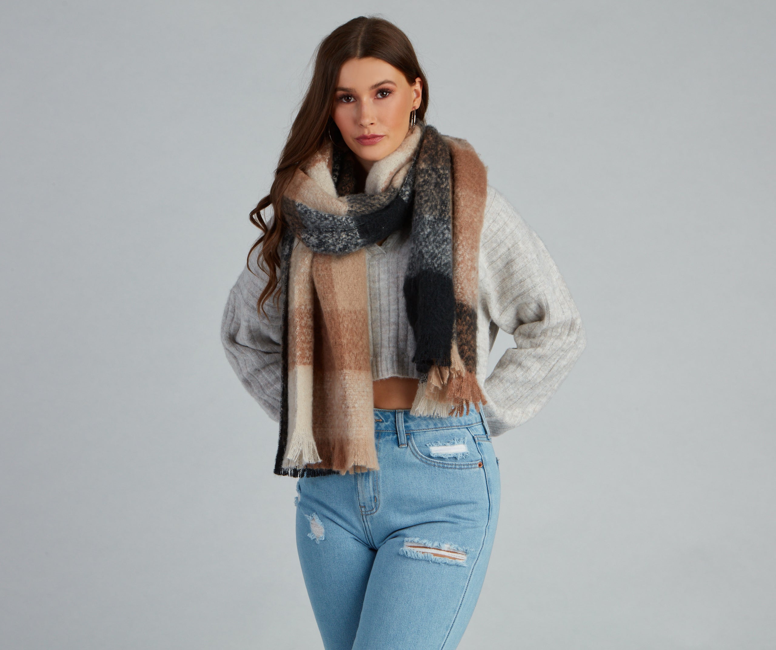 Feeling Chilly Brushed Plaid Scarf