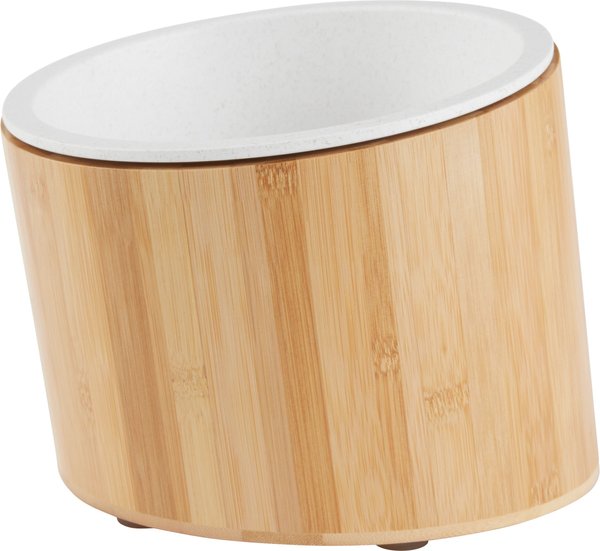 Frisco Elevated Slanted Bamboo Melamine Non-Skid Dog Bowl with Bamboo Stand