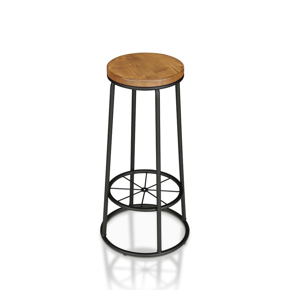 Lodz Rustic Metal Round Barstools (Set of 2) by Furniture of America