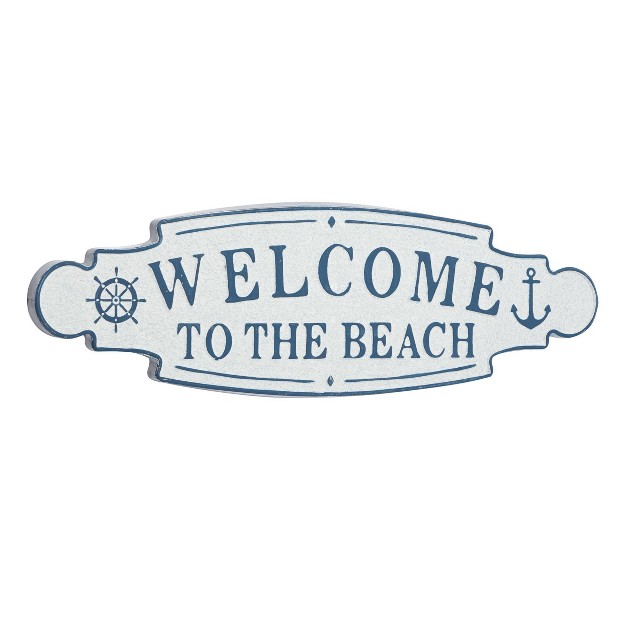 Metal Sign Welcome To The Beach Wall Decor Blue Olivia amp May