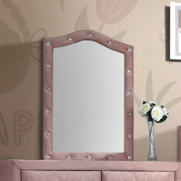 Acme 30824 Reggie Mirror  Pink Fabric