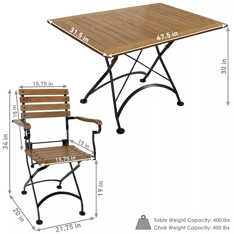 Sunnydaze Essential European Chestnut 5-Piece Folding Patio Dining Set