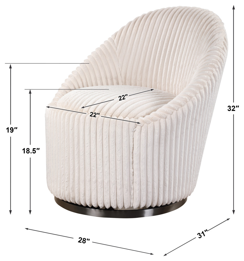 Uttermost Crue White Swivel Chair   Contemporary   Armchairs And Accent Chairs   by HedgeApple  Houzz