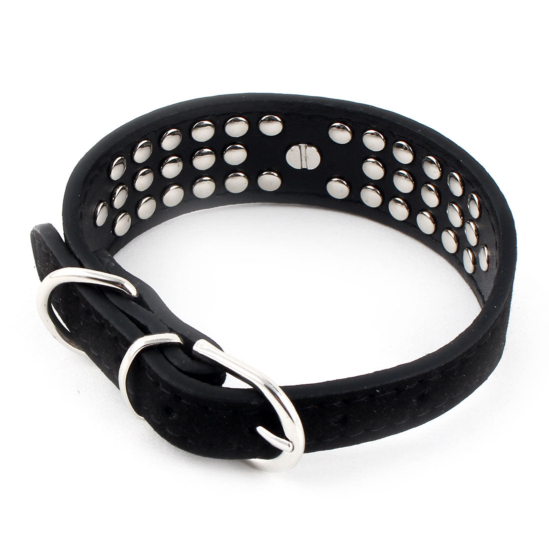 Pet Dog Cat Faux Diamond Decor Necklace Adjustable Belt Buckle Collar Black XS