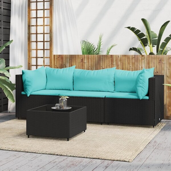 vidaXL Patio Lounge Set with Cushions Brown/Black/Gray Poly Rattan