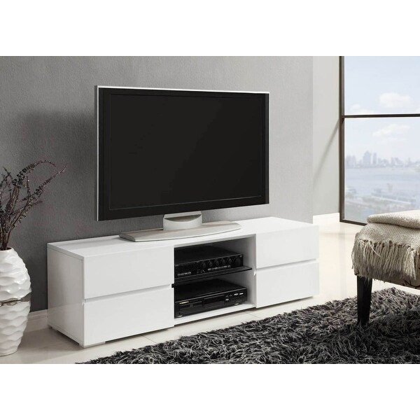 Modern Design Glossy White Entertainment Center TV Console with Drawers