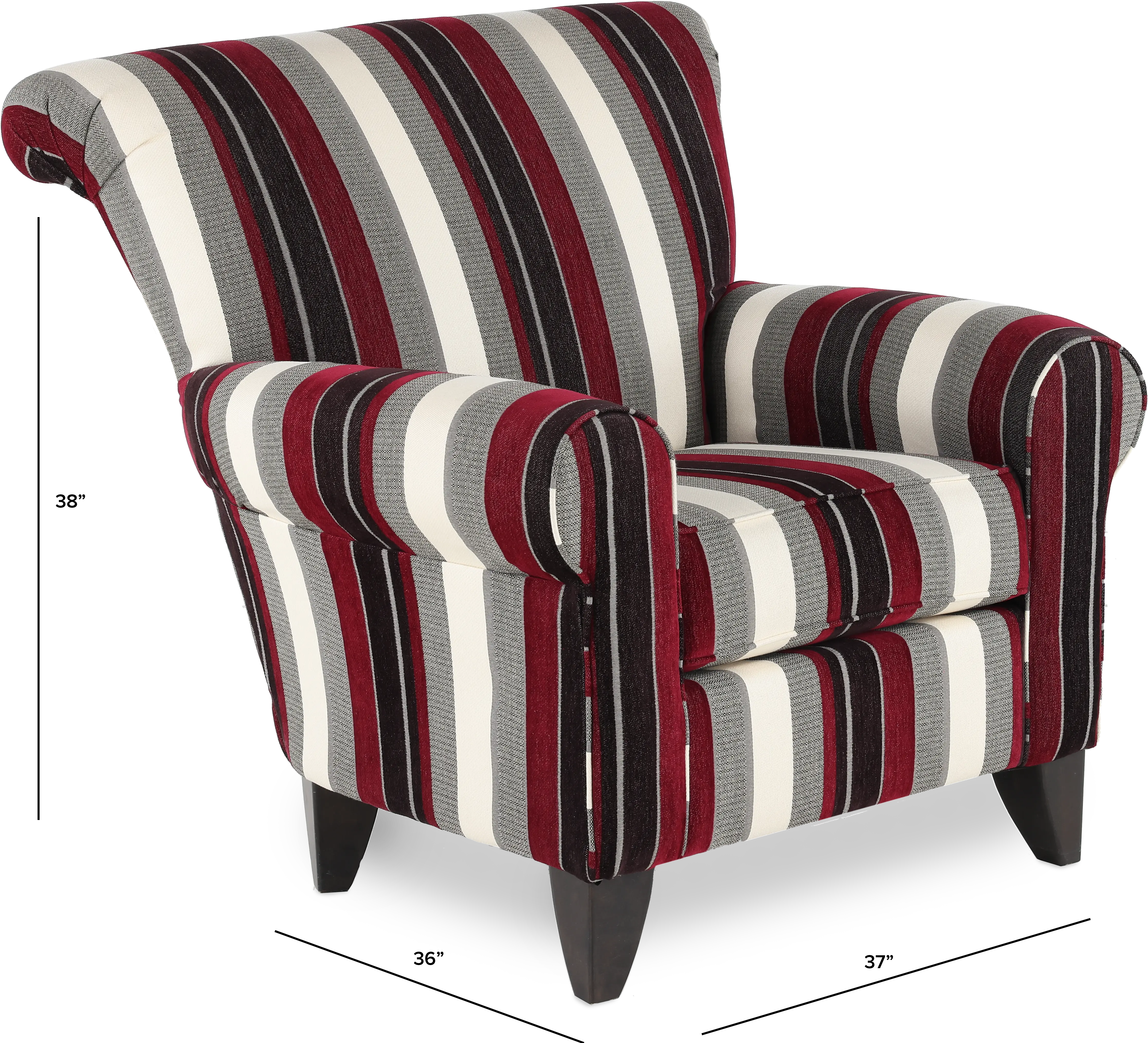 Seaside Magenta， Black， and White Striped Chair