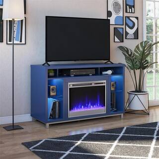 Ameriwood Home Cleavland 47.5 in Freestanding Electric Fireplace TV Stand in Navy HD74488