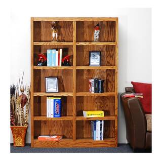 Concepts In Wood 72 in. Dry Oak Wood 10-shelf Standard Bookcase with Adjustable Shelves MI4872-D