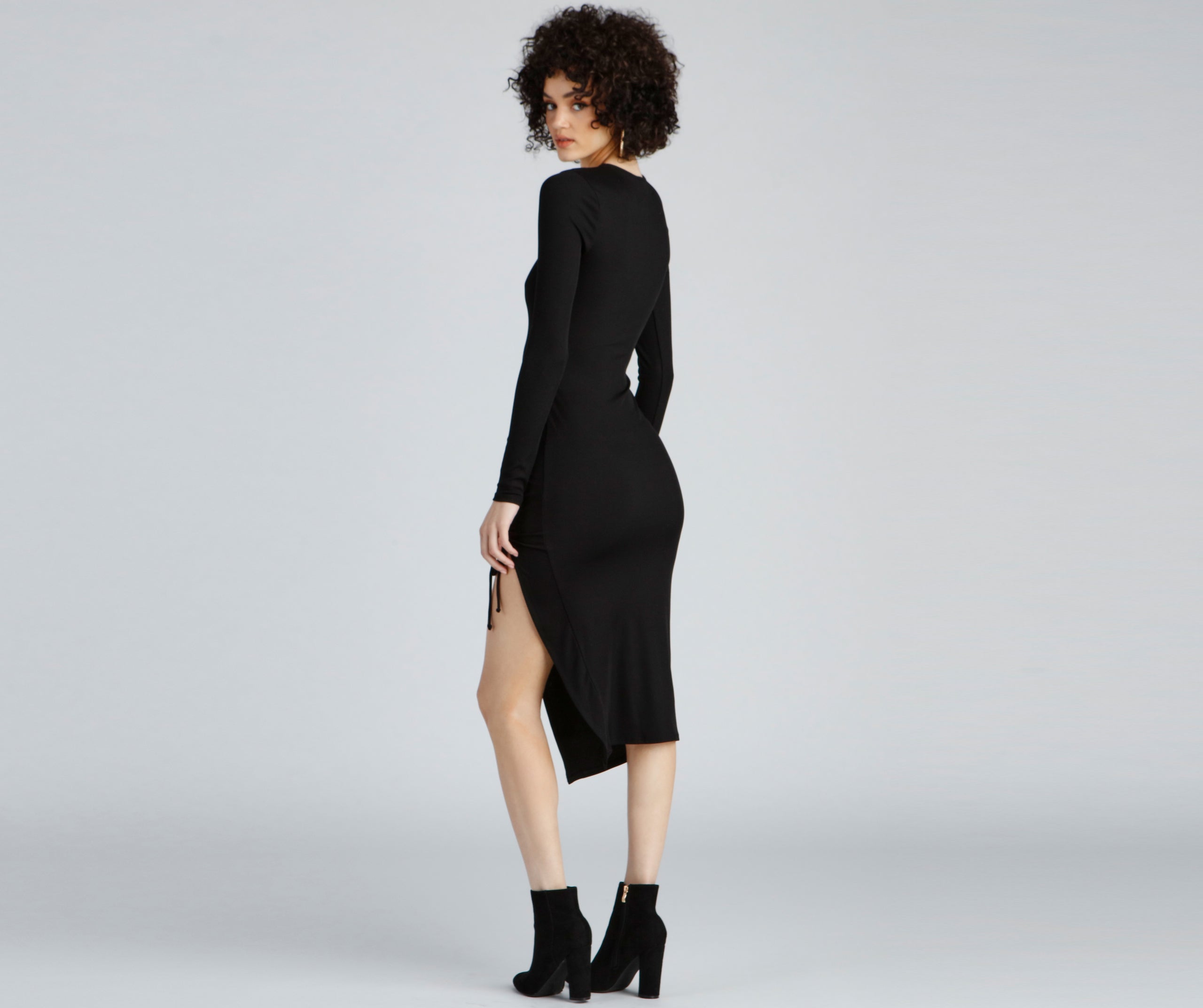 Keeping Knit Trendy Ribbed Midi Dress