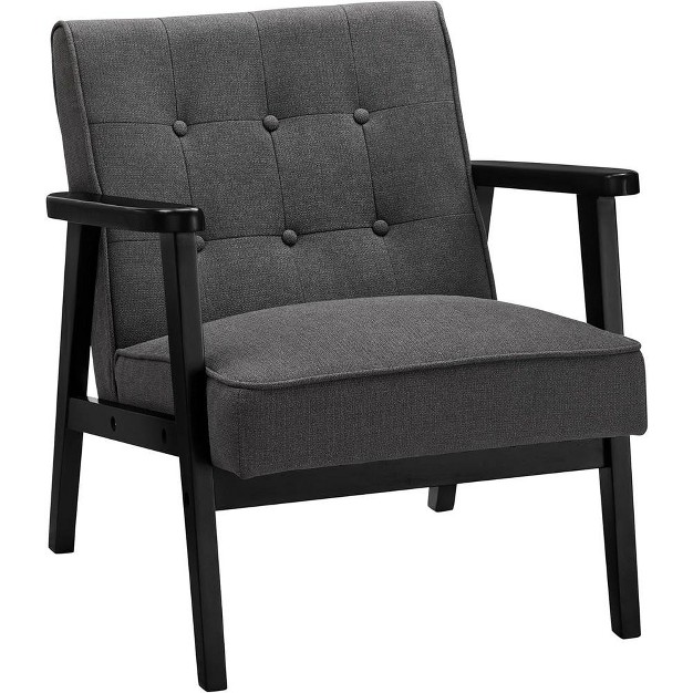 Songmics Accent Leisure Chair Mid century Modern Arm Chair With Solid Wood Armrests And Legs 1 seat Cushioned Sofa