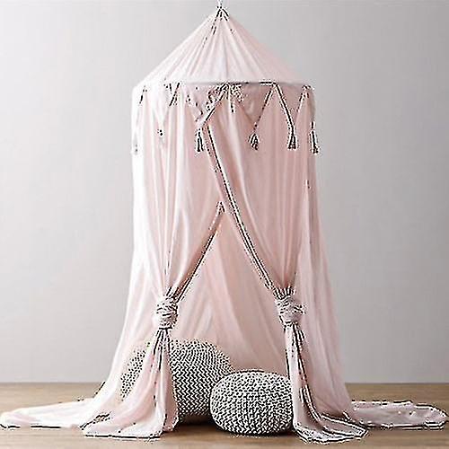 Children Bed Canopy Grey Round Dome， Nursery Room Decorations.pimk