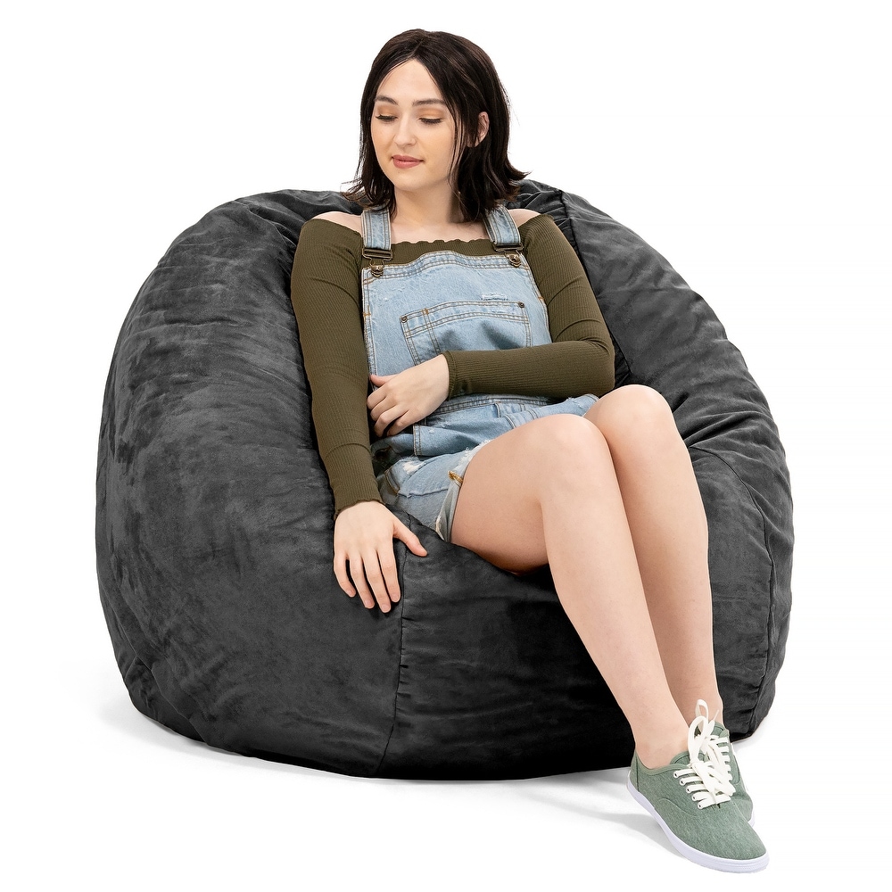 Jaxx 4 Foot Saxx Large Bean Bag Chair and Lounger for Teens and Adults   Microsuede