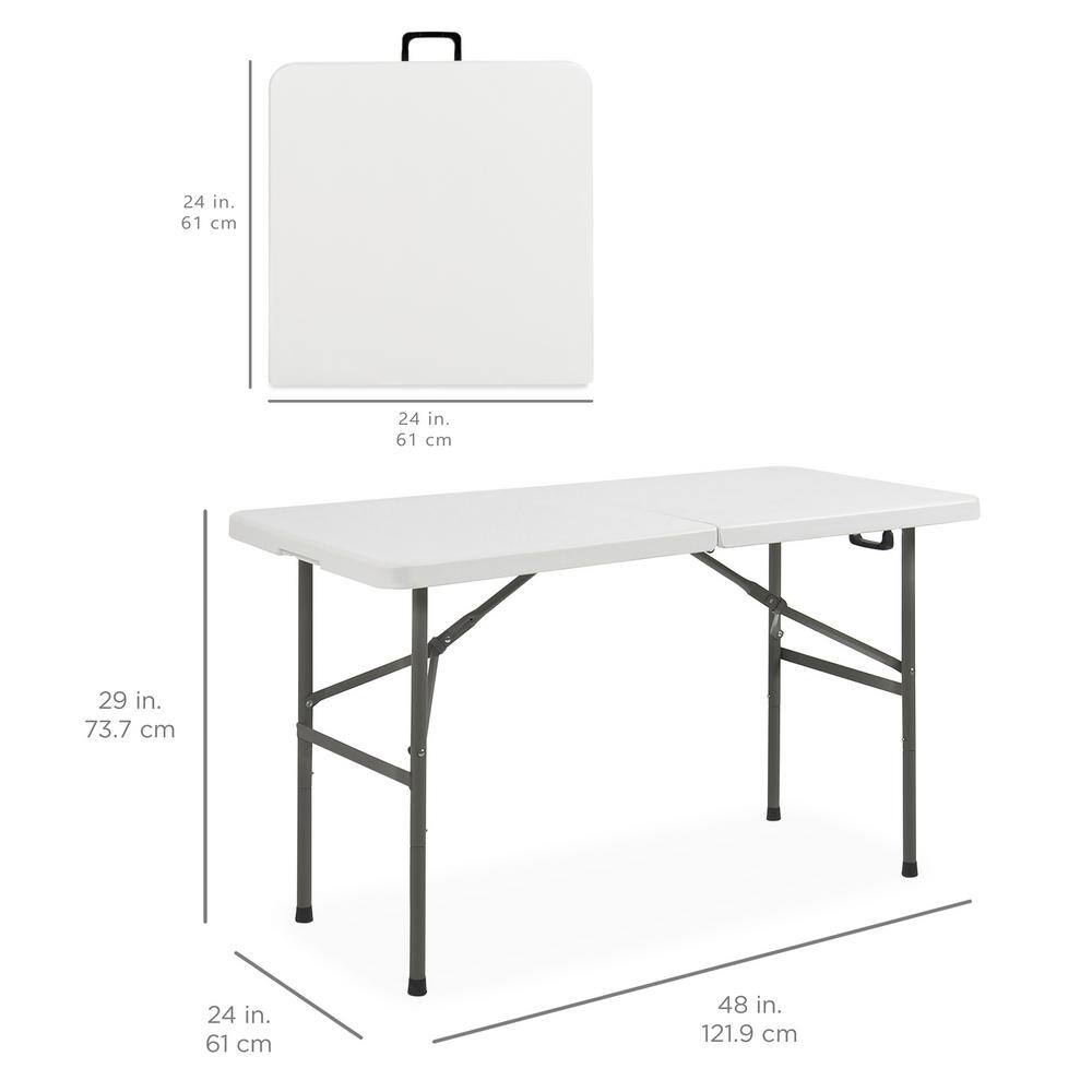 Best Choice Products 4 ft. Plastic Folding Picnic Table Indoor Outdoor Heavy-Duty Portable with Handle Lock SKY1593