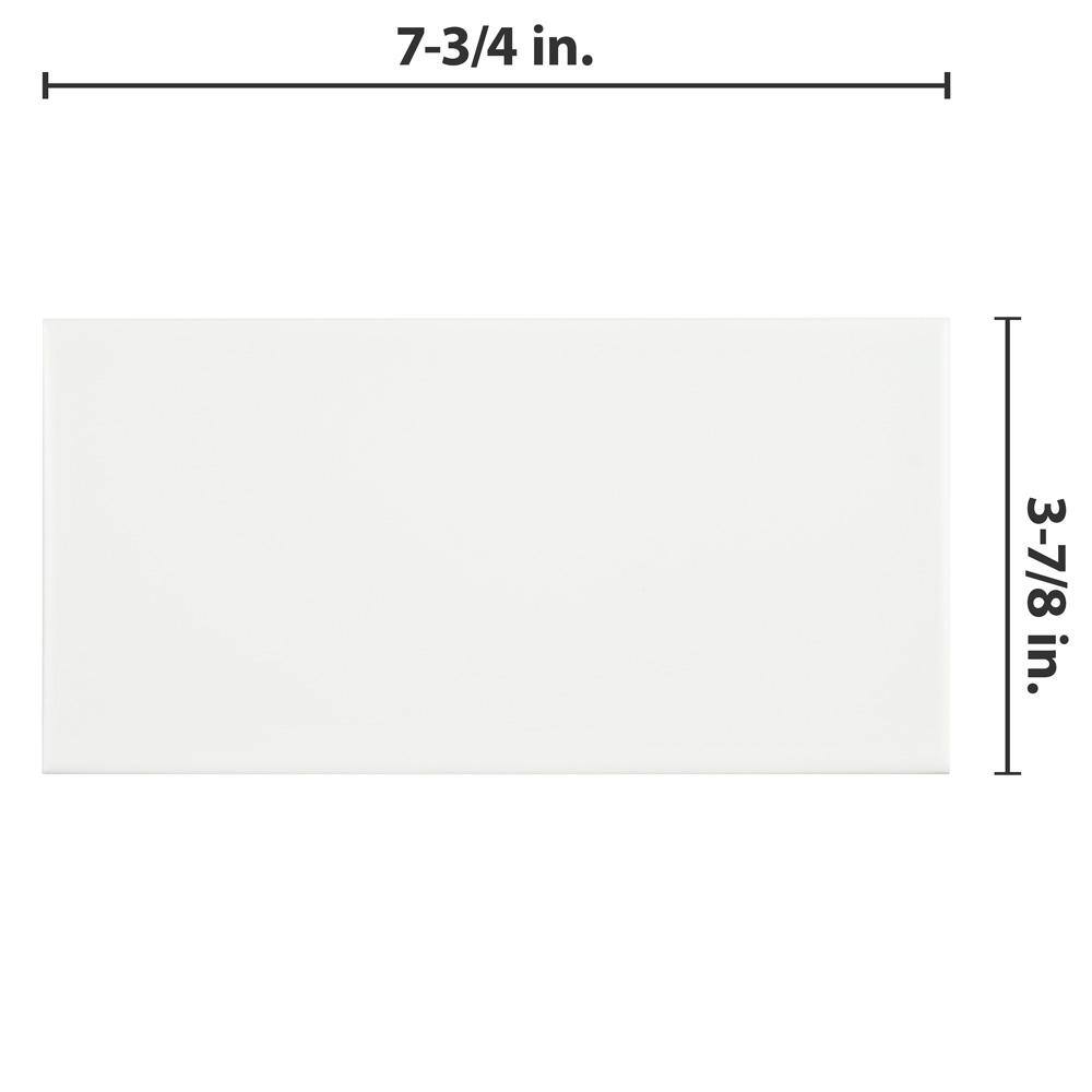 Merola Tile Projectos White 3-78 in. x 7-34 in. Ceramic Floor and Wall Tile (11.0 sq. ft.Case) FRC8PRNM