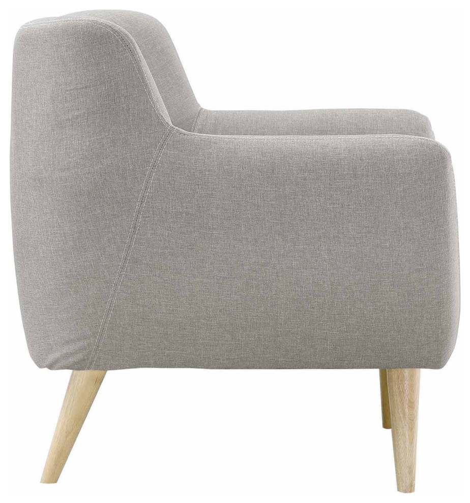 Retro Modern Accent Chair  Natural Rubberwood Legs and Button Tufted Back  Gray   Midcentury   Armchairs And Accent Chairs   by Declusia  Houzz