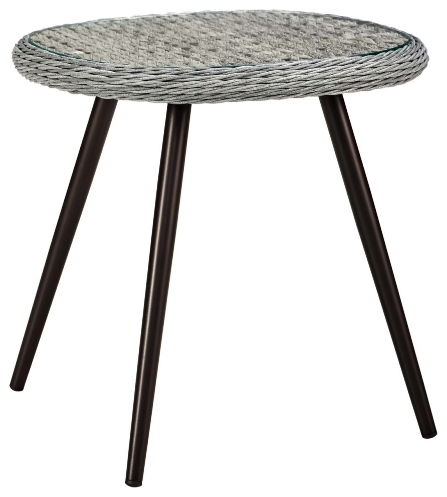 Endeavor Outdoor Patio Wicker Rattan Side Table (3025 Gry)   Side Tables And End Tables   by Dot  ampBo  Houzz