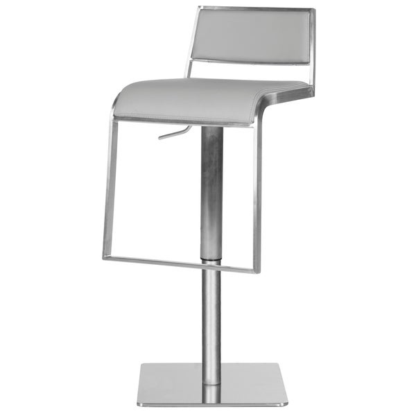 SAFAVIEH 28.7-38.6-inch Natania Grey Leather Adjustable Swivel Bar Stool - 17.5