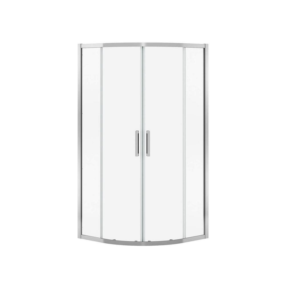 MAAX Radia 32 in. x 32 in. x 71-12 in. Frameless Neo-Round Sliding Shower Door with Clear Glass in Chrome 137443-900-084-000