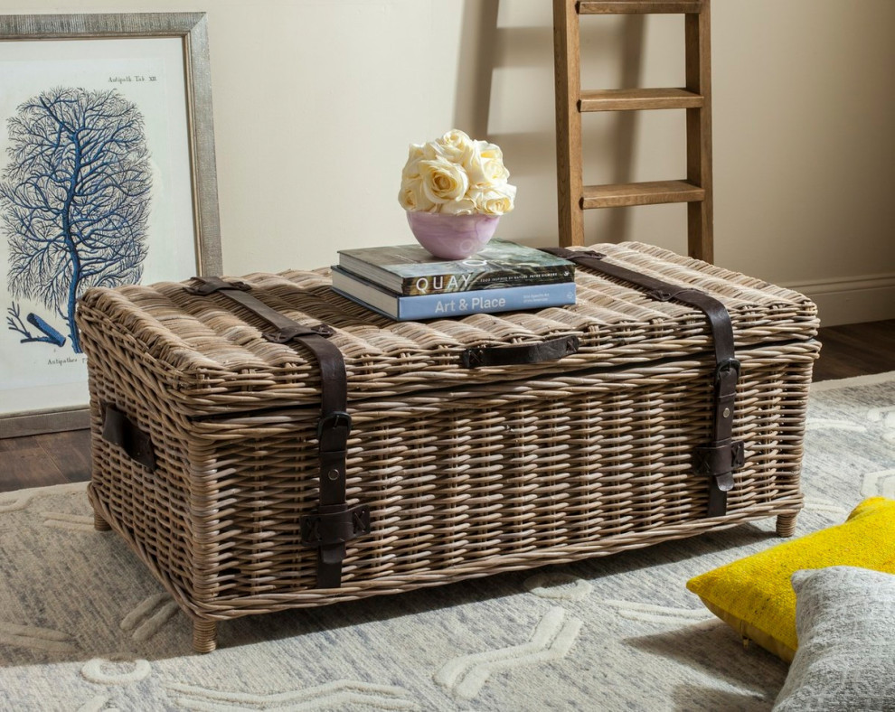 Catelyn Rattan Coffee Table  Trunk Gray   Tropical   Coffee Tables   by Rustic Home Furniture Deco  Houzz