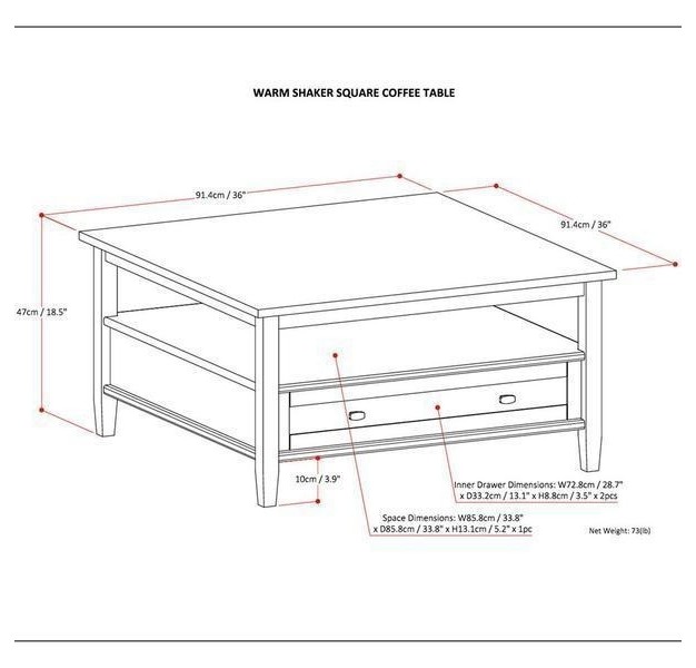 Simplihome Coffee Table Warm Shaker