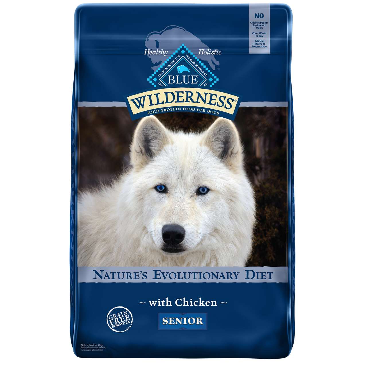 Blue Buffalo Wilderness Grain-Free Senior Chicken Recipe Dry Dog Food， 24 Lb. Bag