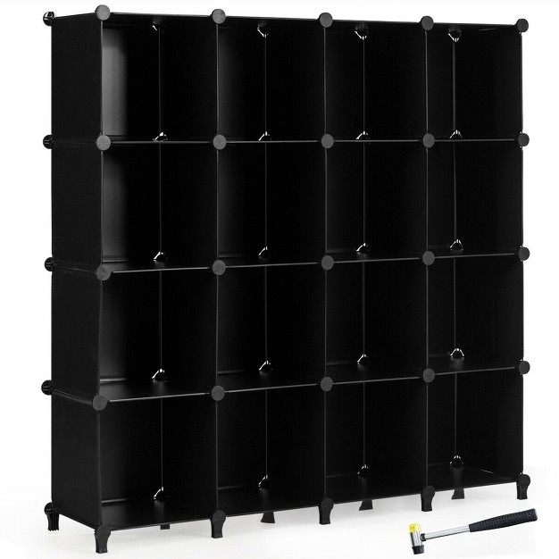 Costway 16 Cube Storage Organizer Plastic Organizer Units 49 5 x27 x27 X 13 x27 x27 X 50 5 x27 x27 Black