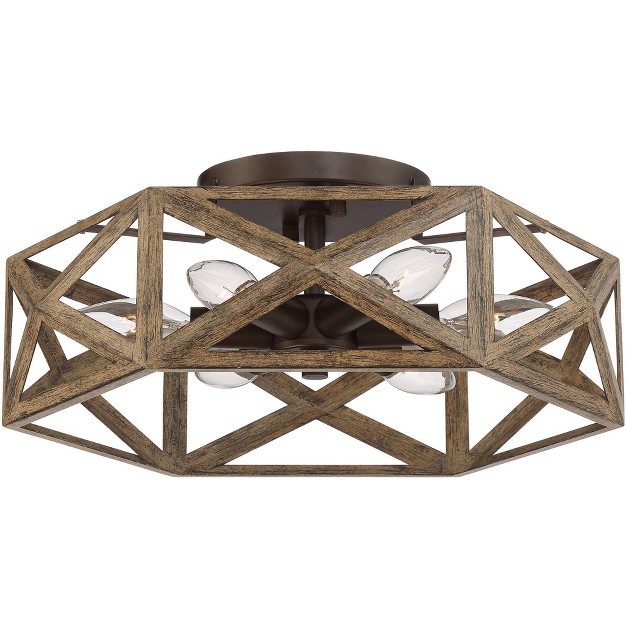 Wide Dark Wood Bronze 6 light Hexagon Frame For Bedroom