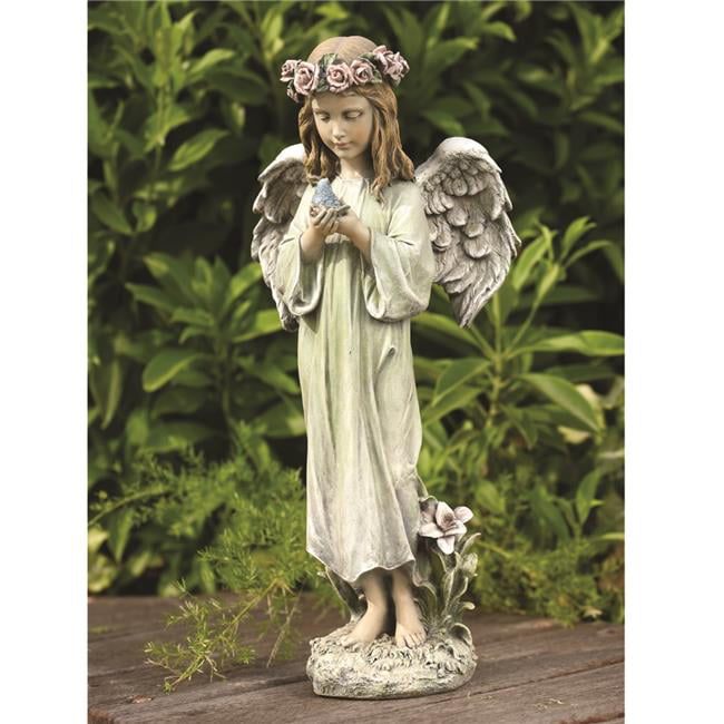 Napco 19552 Angel Holding Bird Garden Statue