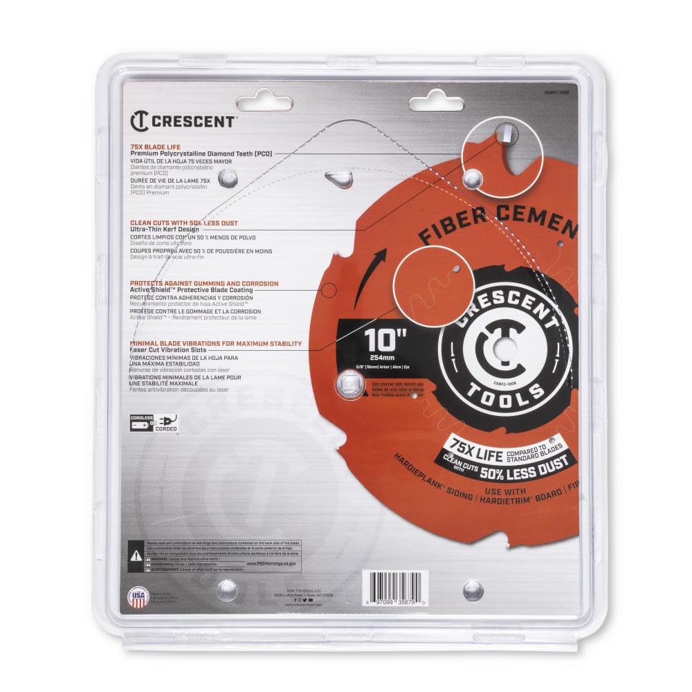 CRESCENT APEX Circular Saw Blade 10 x 6 Tooth Fiber Cement ;