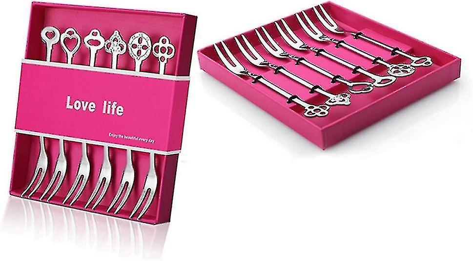 6 Pack 4.84 Inch Stainless Steel Fruit Forks Small Size Pickle Forks Cocktail Forks Dessert Forks