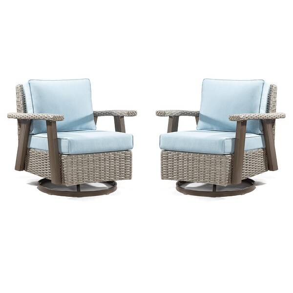 Cozywor Wicker Patio Outdoor Swivel Rocking Chair (Set of 2)