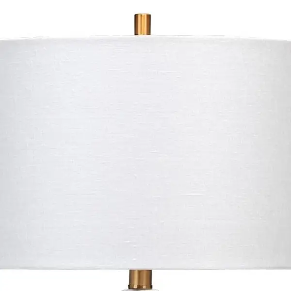 27 Inch Handmade Modern Table Lamp， Ceramic Base， Linen Shade， Smooth Gray