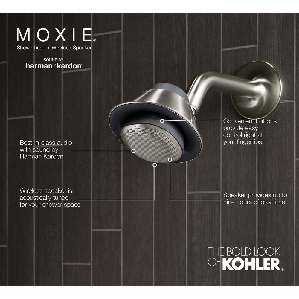 KOHLER Moxie 2.5 gpm Shower Head with Waterproof Speaker Featuring Bluetooth Wireless Technology and sound by Harman Kardon K-28238-NKE-CP