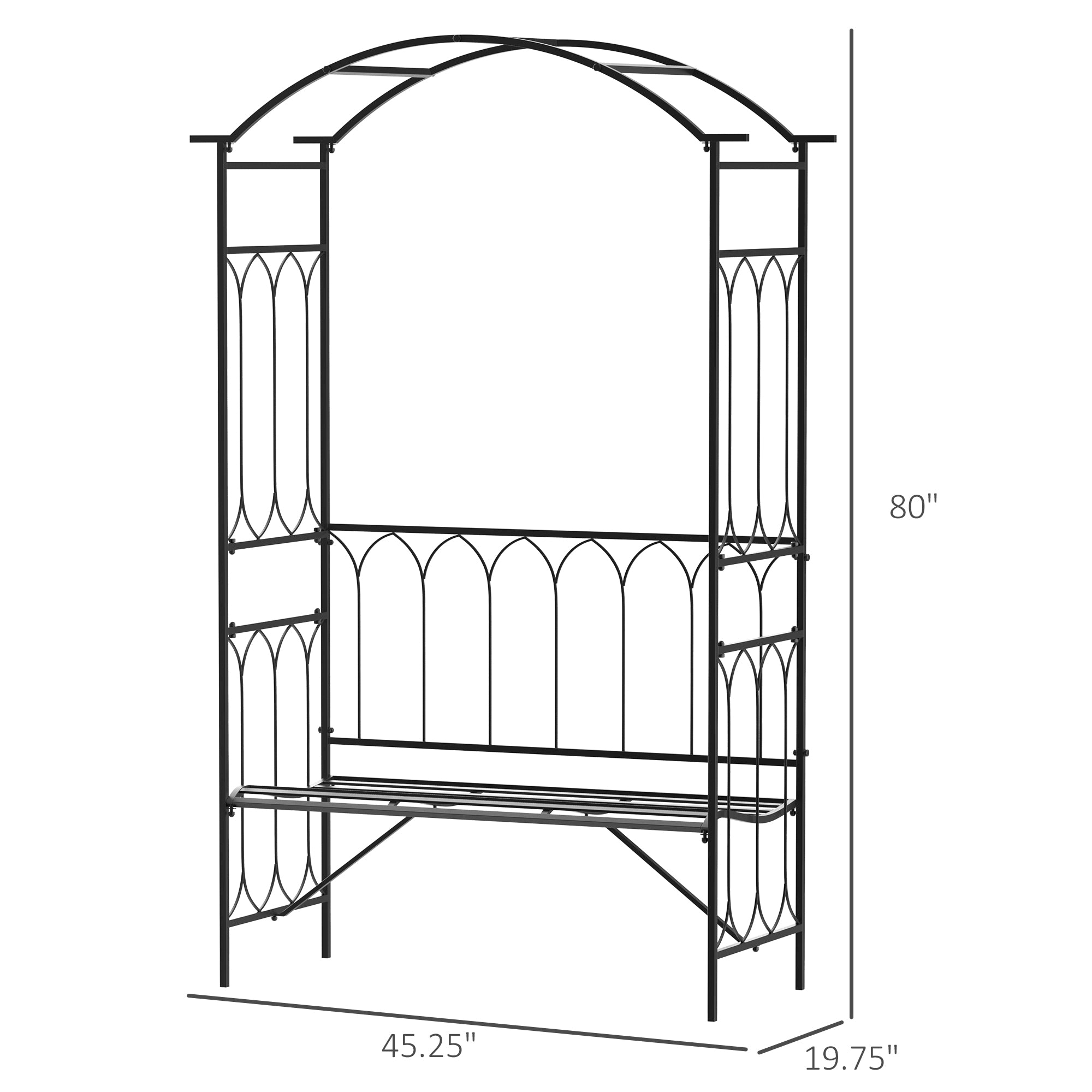 OWSOO Outdoor Garden Arbor Arch with Bench Seat Steel Metal - Black