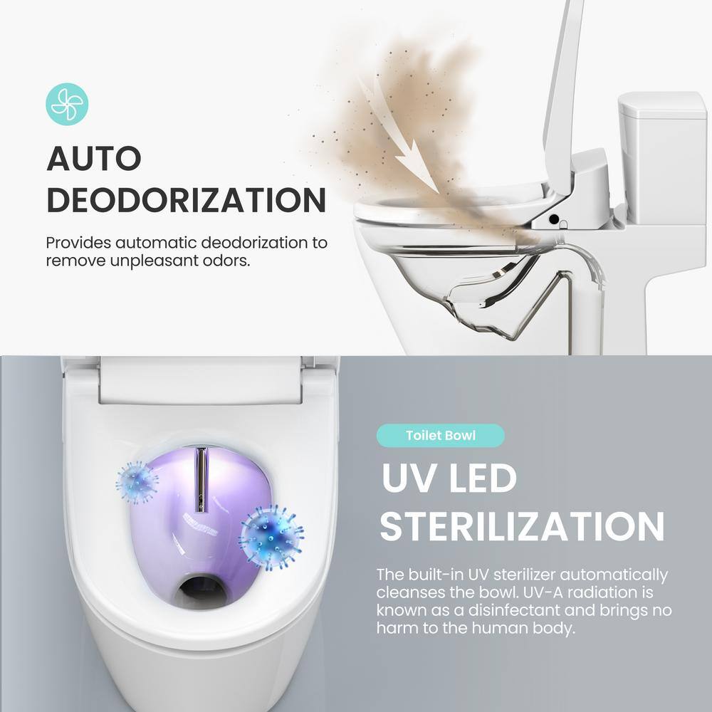 VOVO Stylement Electric Smart Bidet Seat for Elongated Toilet in White Remote Deodorizer Stainless Nozzle UV-A LED VB-4000SE