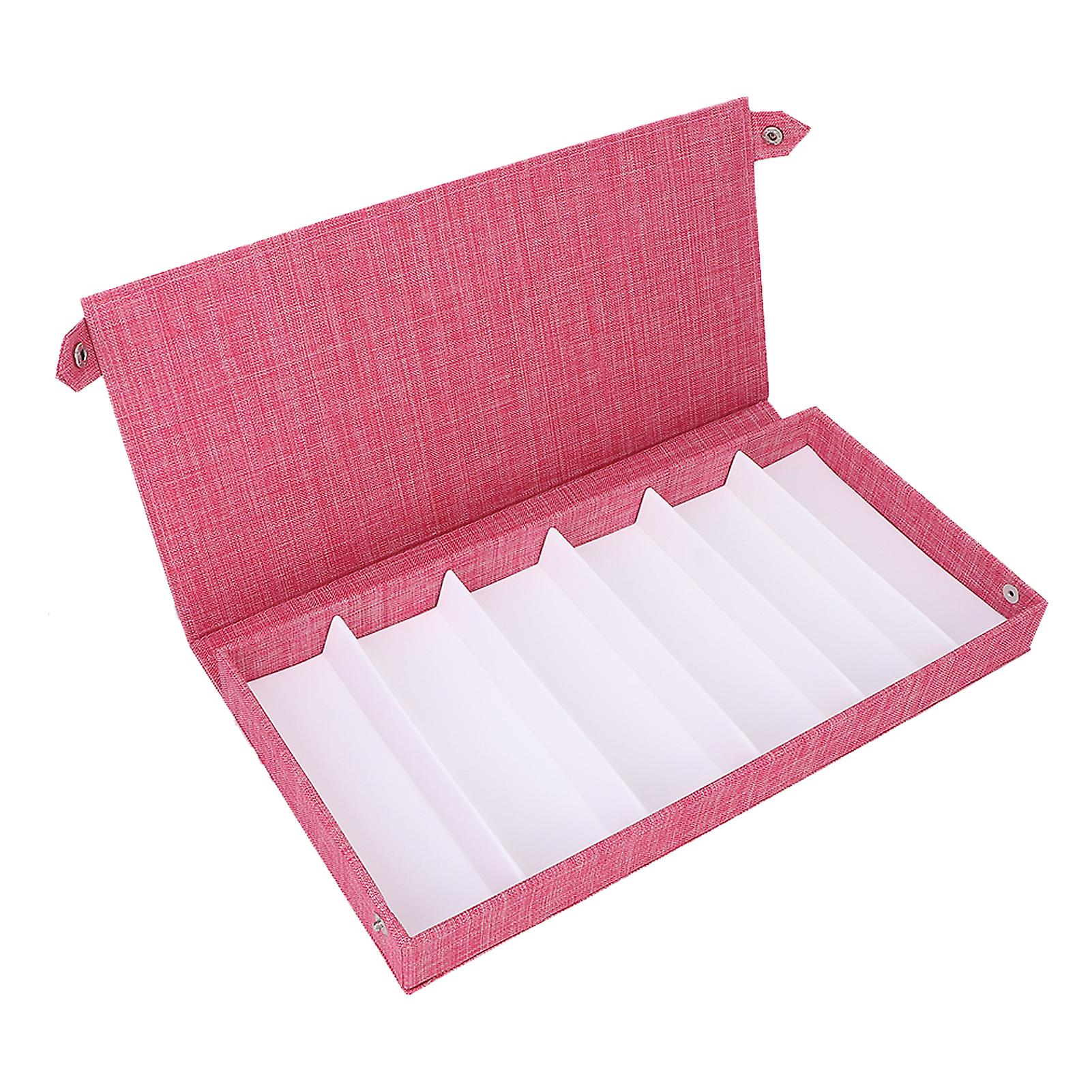 6 Grids Sunglasses Storage Case Flocking Cloth Button Closure Prevent Scratches Glasses Display Boxpink