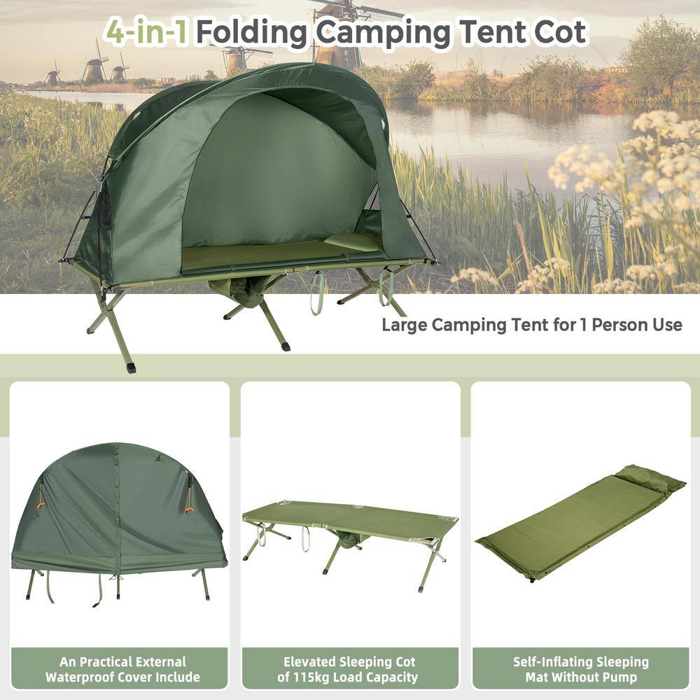 HONEY JOY 1-Person Folding Camping Tent Cot Portable Outdoor Tent for Backpacking  Hiking Green TOPB005510