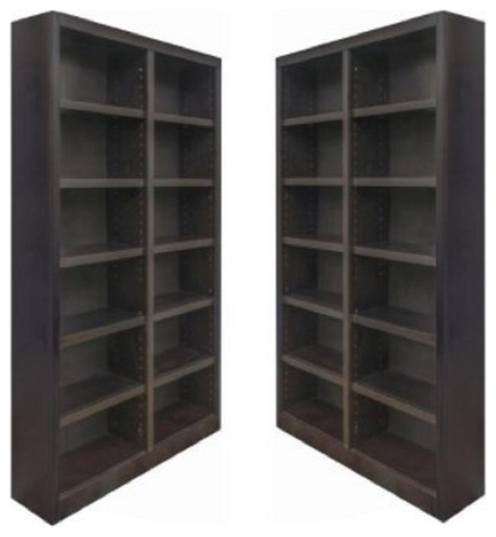 Home Square 2 Piece Traditional Double Wide Wood Bookcase Set in Espresso   Transitional   Bookcases   by Homesquare  Houzz