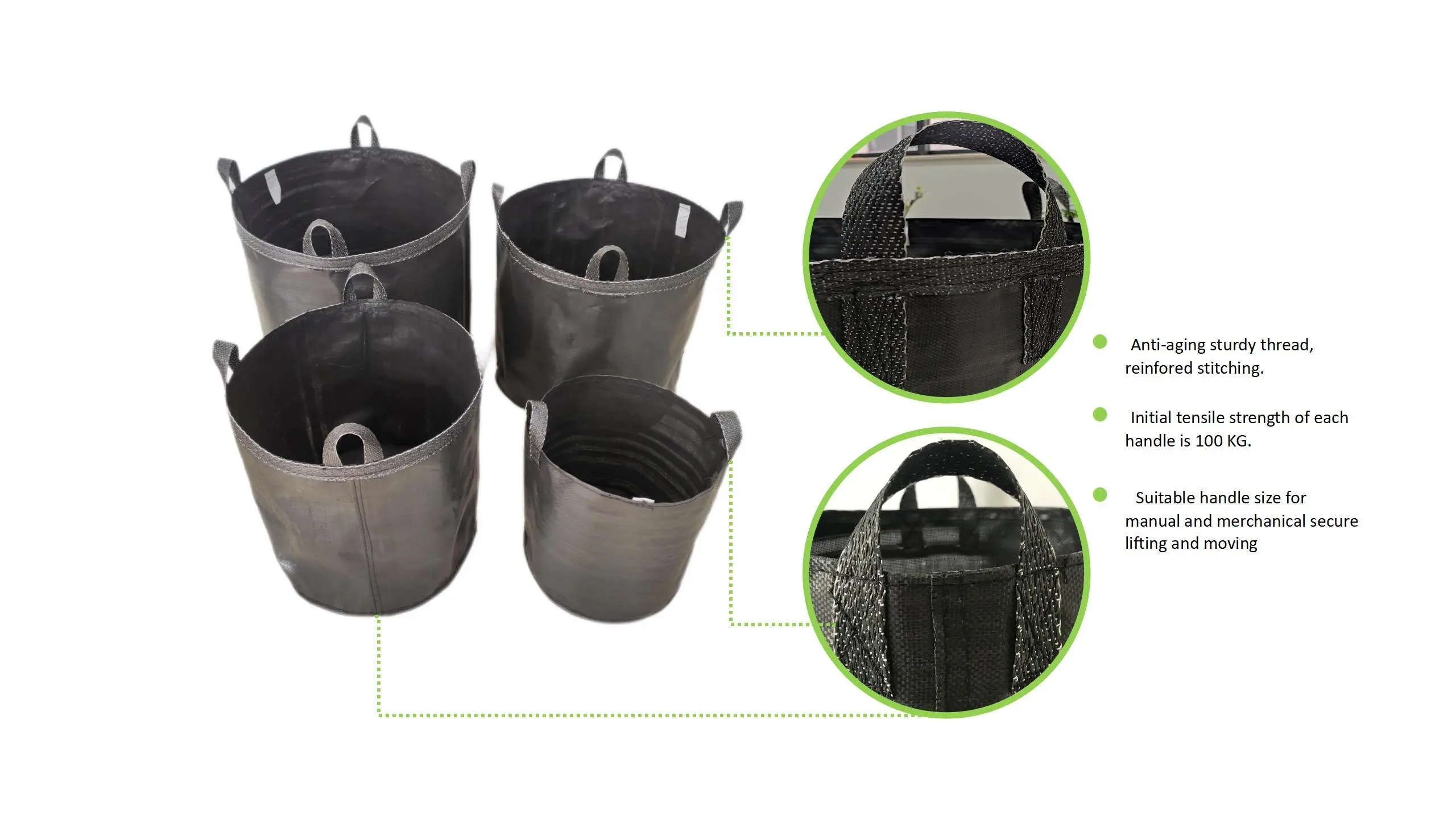 HOKBG Hot Sale 5 7 10 20 30 50 100 200 Gallon Planter Grow Bags Garden PP Woven grow bag Plant Grow Bags for blueberry