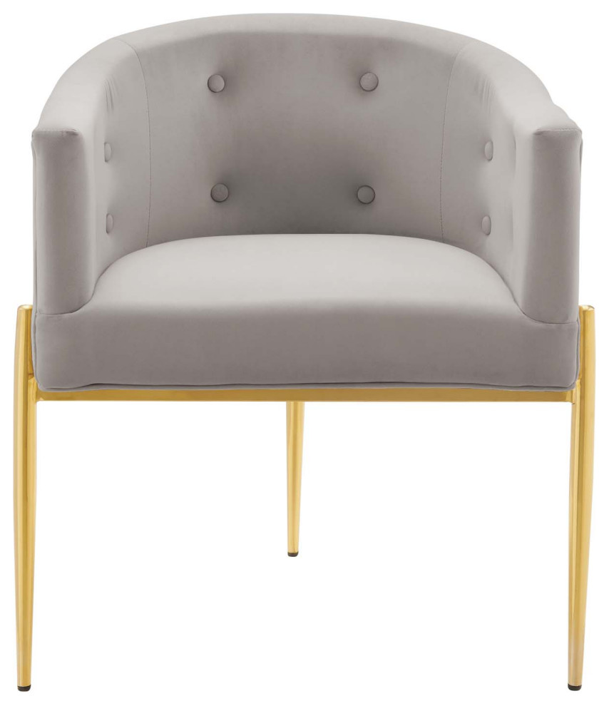 Savour Tufted Performance Velvet Accent Chair Light Gray   Midcentury   Dining Chairs   by Morning Design Group  Inc  Houzz