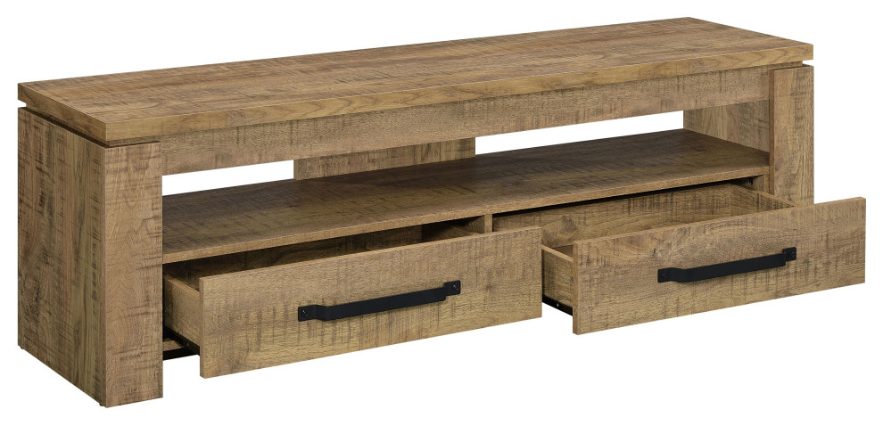 Elkton 2 drawer Engineered Wood 59 quotTV Stand Mango   Modern   Entertainment Centers And Tv Stands   by Modon  Houzz