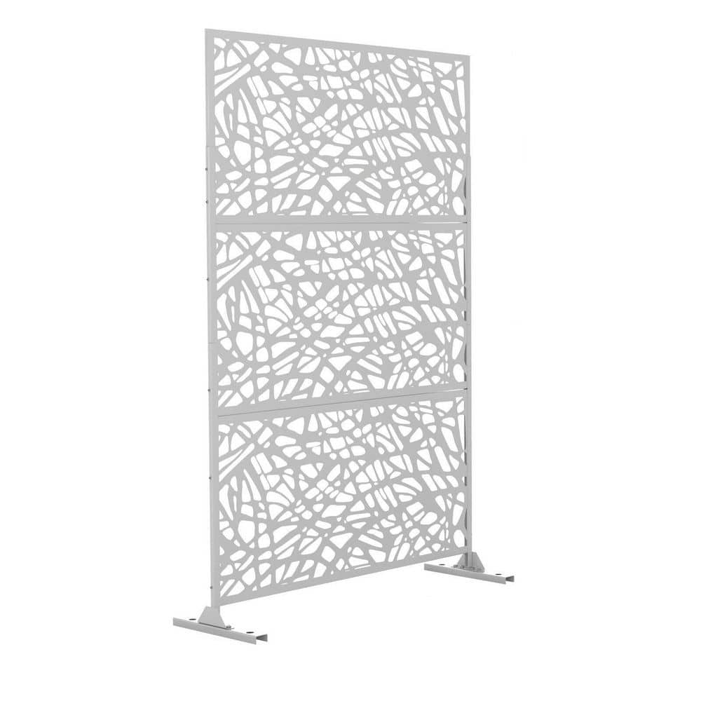 Tidoin 6.33 ft. H x 3.93 ft. W White Laser Cut Metal Privacy Mesh Screening Garden Fencing with Adjustable Panel Neut-YDD0-MZW