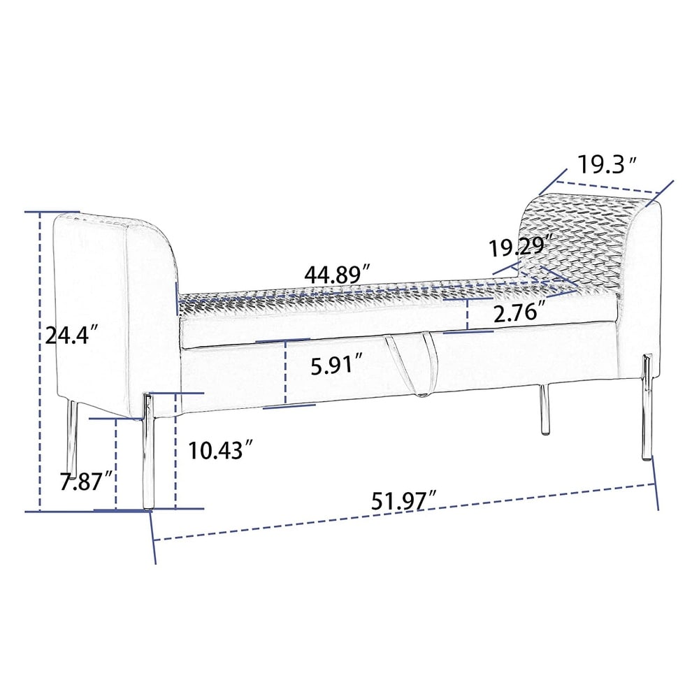 Storage Ottoman Bench  Upholstered Velvet Entryway Bench with Armrest   Large Storage Space for Living Room   52inch