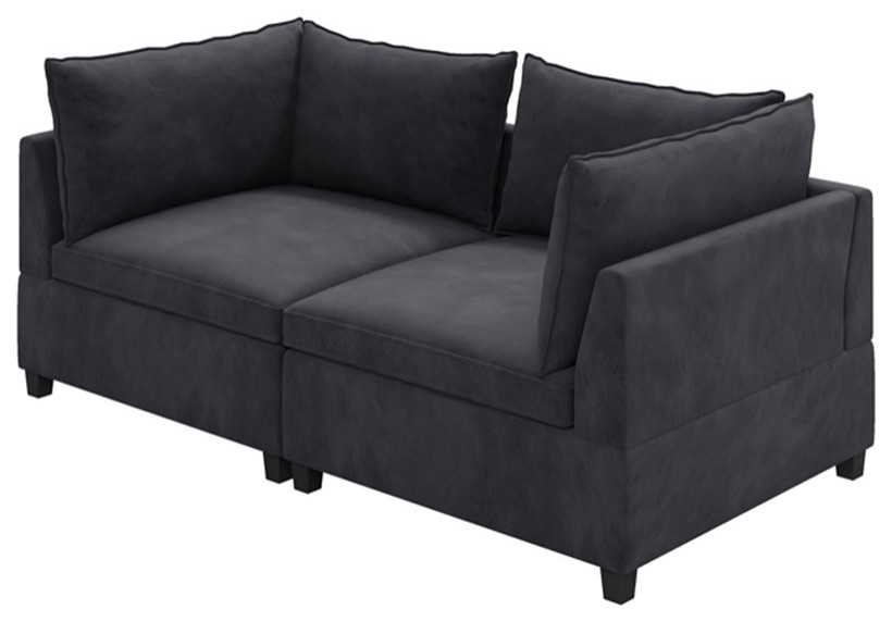 Devion Furniture Modern Fabric 2 Piece Sectional Sofa Set Dark Gray   Sectional Sofas   by Homesquare  Houzz