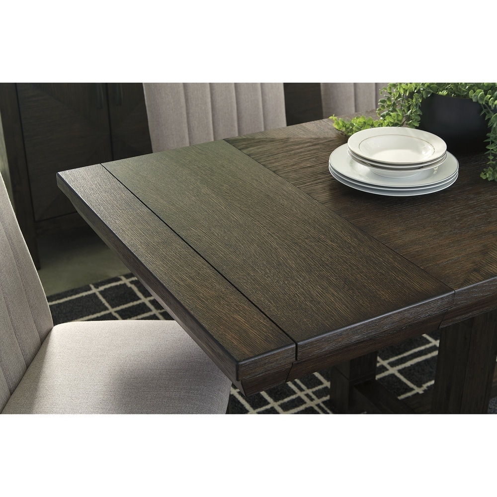 Dellbeck Brown Rectangular Dining Room Table with Leaves   Standard