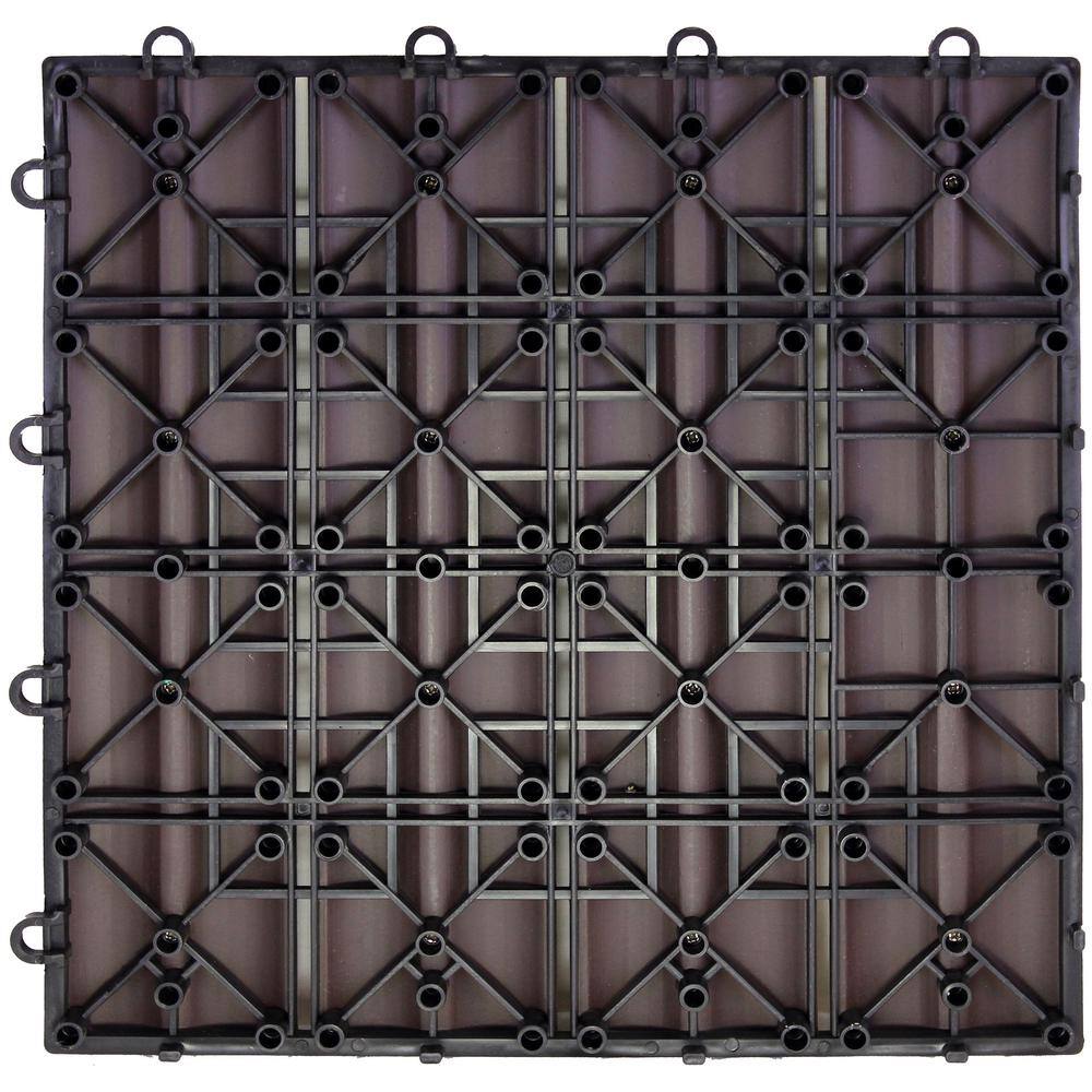 Emsco 1 ft. x 1 ft. Composite Floor and Decking Tile in Brown (12-Pack) 2112-1